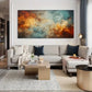 Warm Orange Blue & Beige Wall Art Canvas Office Home Room Framed 120x60cm