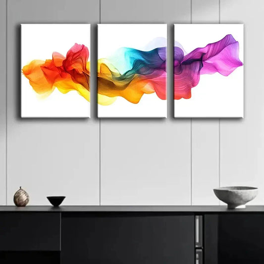 3pcs Rainbow Northern Lights Colorful Perfect Wall Art Set Canvas Framed 40x60cm - High Quality Print 100% Australian Made Wall Canvas Ready to Hang