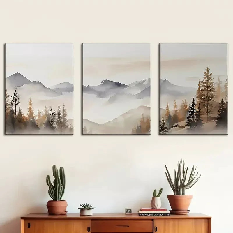 3pcs Abstract Forest Canvas Framed 40x60cm - High Quality Print 100% Australian Made Wall Canvas Ready to Hang