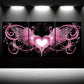 3pcs Wings Of Love Pink & White Metal Print Ready to Hang Art