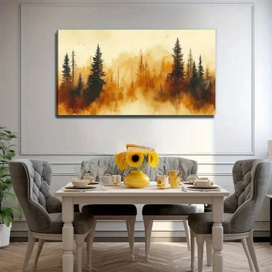 Pine Trees Forest Perfect Wall Art Canvas Office Home Room Framed 80x45cm