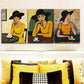 3pcs The woman in the cafe Metal Print Ready to Hang Art