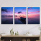 3pcs Ocean Environment Sunset Boat, Metal Print Ready to Hang Art