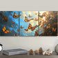 3pcs Butterfly Blue Sky & Orange Trees Design Metal Print Ready to Hang Art