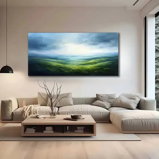 Green Gradient Grassland Wall Art canvas office home room framed 120x60cm
