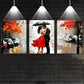 3pcs  Romantic Couple on Road with Umbrella Wall Art Set Canvas Framed 40x60cm - High Quality Print 100% Australian Made Wall Canvas Ready to Hang