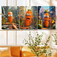 3pcs Whimsical Carrot & Pickle Cityscape Metal Print Ready to Hang Art
