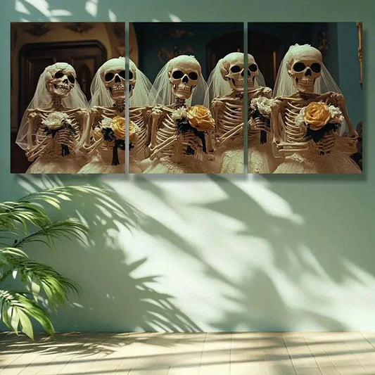 3pcs  Skull Brides Group Art Painting  Metal Print Ready to Hang Art