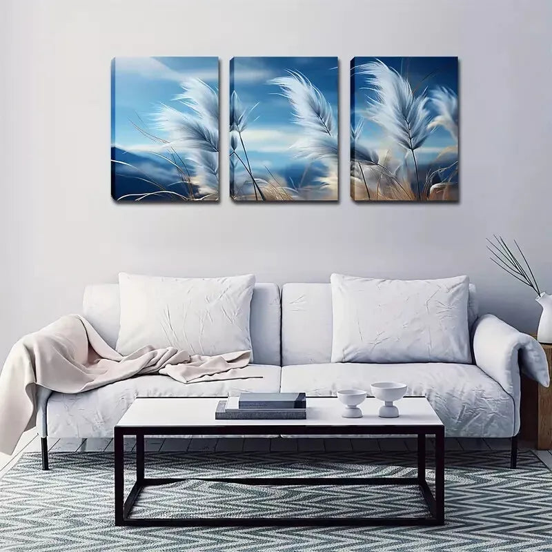 3pcs Outdoor Wild Reed Wall Art Set Canvas Framed 40x60cm - High Quality Print 100% Australian Made Wall Canvas Ready to Hang