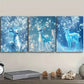 3pcs A deer with ice-blue Metal Print Ready to Hang Art