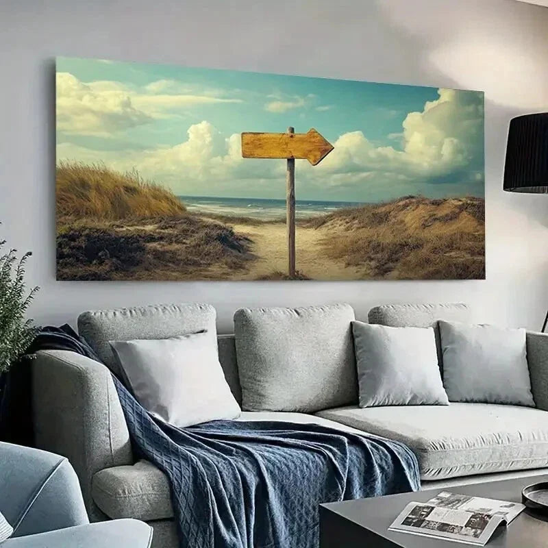 Beach Coastal Nature Sky wall canvas office home room framed 120x60cm