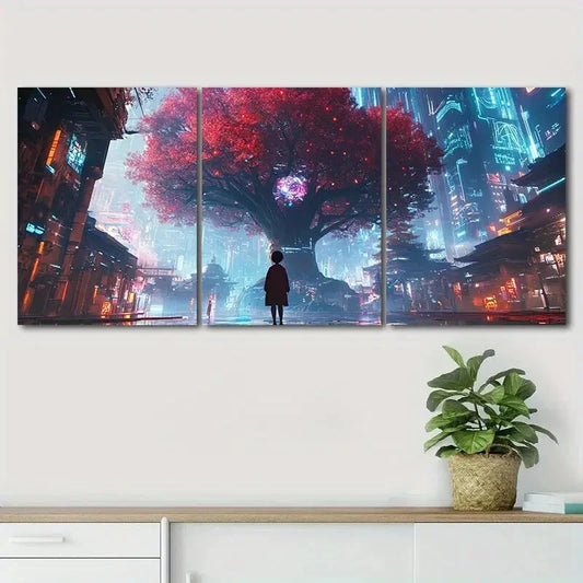 3pcs World Tree Nature Beautiful Color Perfect Wall Art Set Canvas Framed 40x60cm - High Quality Print 100% Australian Made Wall Canvas Ready to Hang