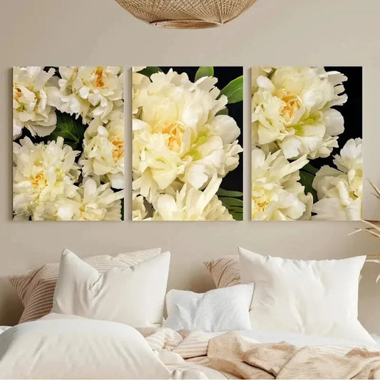 3pcs White Blue Yellow Wildflower Watercolor Metal Print Ready to Hang Art