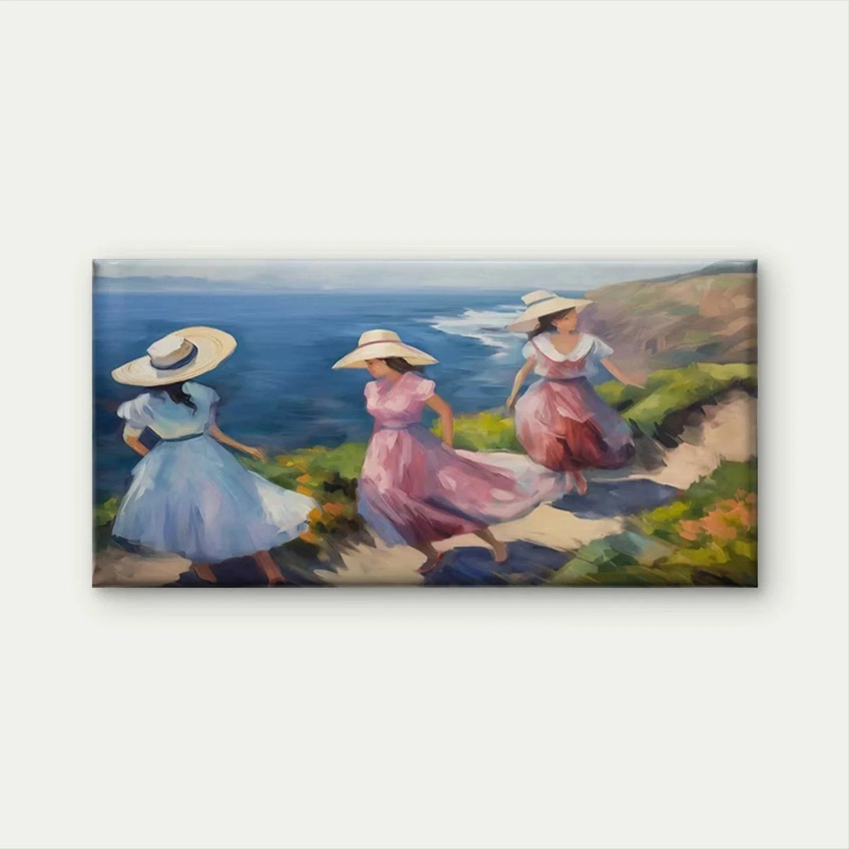 Women in Summer Dresses Wall Art Canvas Office Home Room Framed 120x60cm