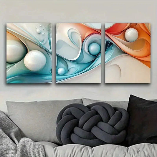3pcs Colorful Spheres Design  Metal Print Ready to Hang Art