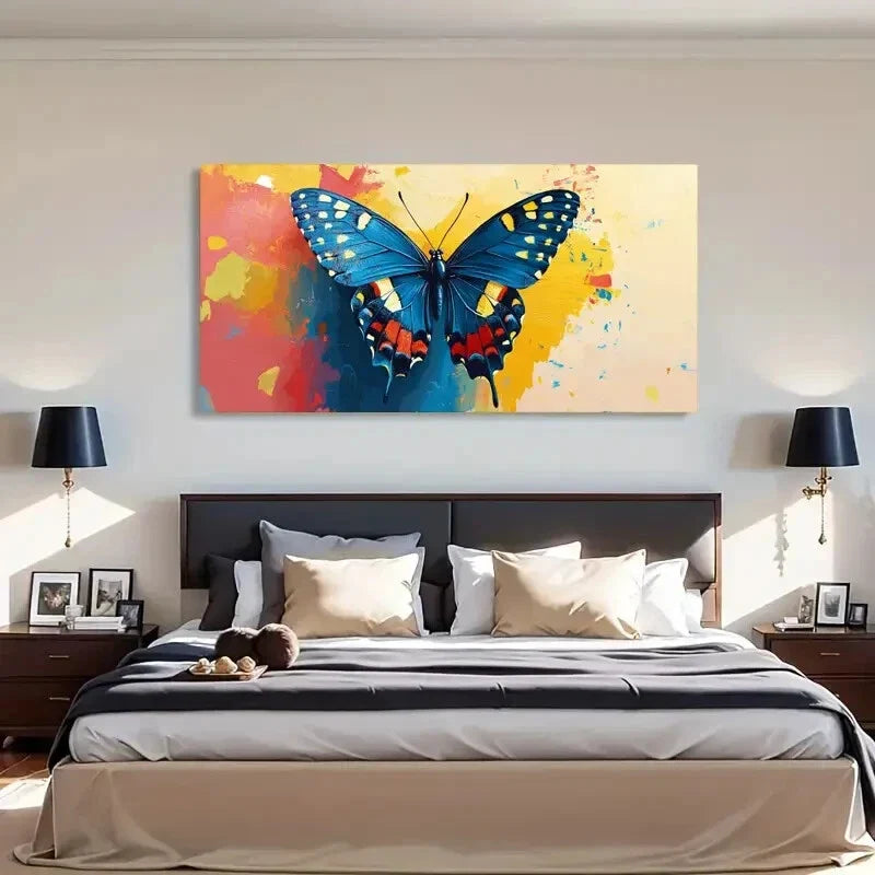 Butterflies Colorful Wing Wall Art Canvas Office Home Room Framed 80x45cm