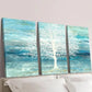 3pcs   Abstract cyan and blue landscape painting Wall Art Set Canvas Framed 40x60cm - High Quality Print 100% Australian Made Wall Canvas Ready to Hang