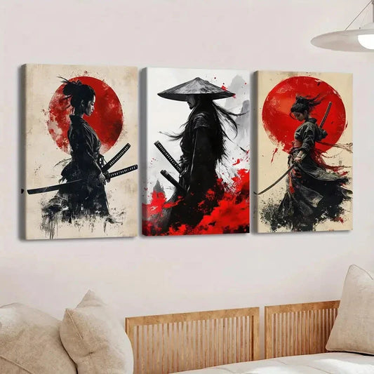 3pcs Stunning Abstract Designs Red Black Ladies Wall Art Set Canvas Framed 40x60cm - High Quality Print 100% Australian Made Wall Canvas Ready to Hang