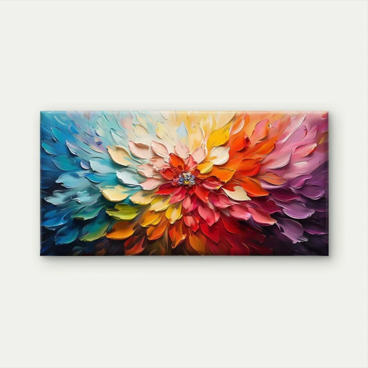 Vibrant Abstract Floral Petals Wall Art Canvas Office Home Room Framed 80x45cm