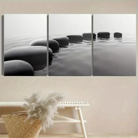 3pcs Modern Abstract Riverstone Landscape Metal Print Ready to Hang Art