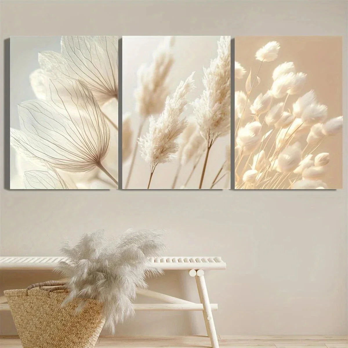 3pcs Modern Nordic Style Plants And Flowers Metal Print Ready to Hang Art
