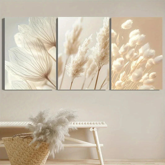 3pcs Modern Nordic Style Plants And Flowers Metal Print Ready to Hang Art