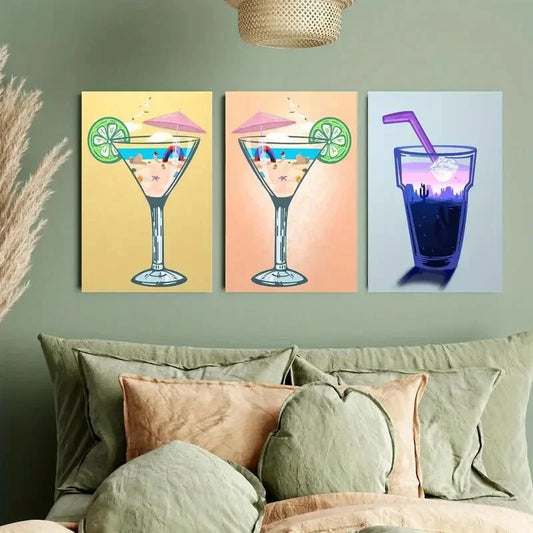 3pcs Beach Sahara Sunset Roostertail Metal Print Ready to Hang Art