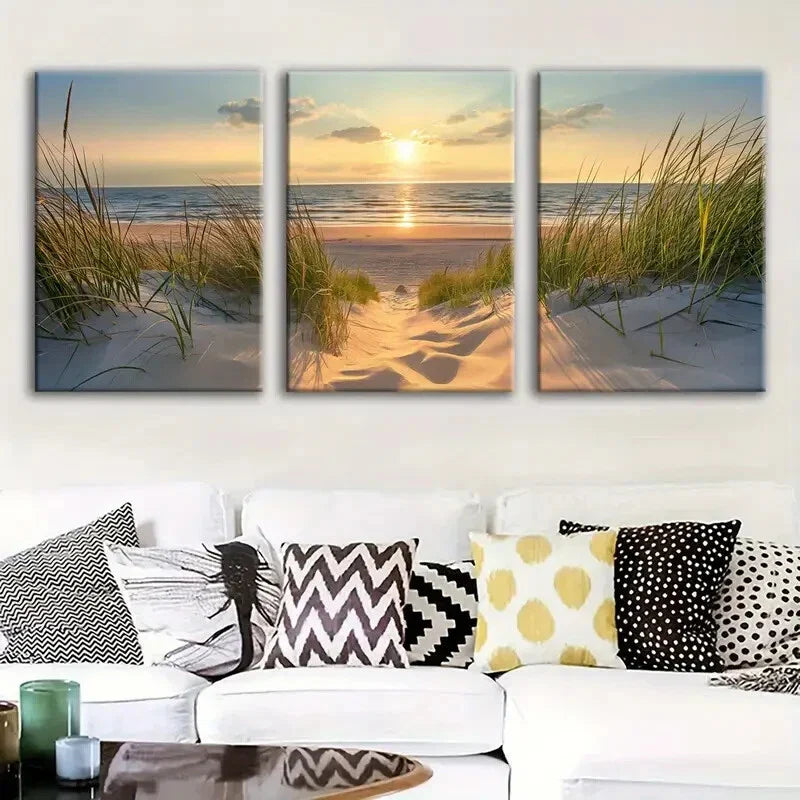 3pcs Beach Sunset Seascape Ocean Metal Print Ready to Hang Art