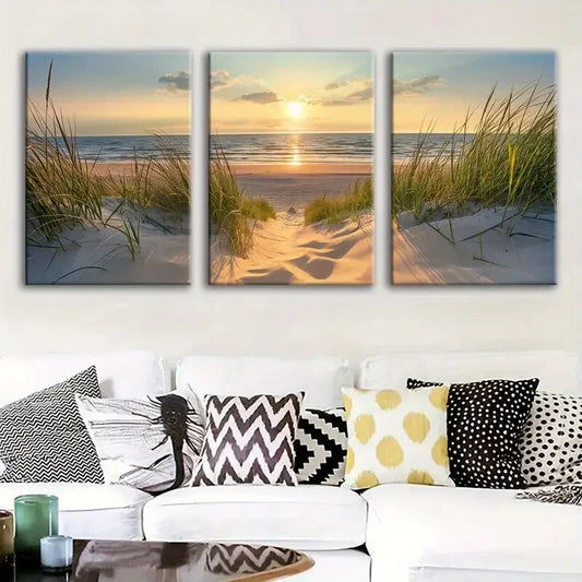 3pcs Beach Sunset Seascape Ocean Metal Print Ready to Hang Art