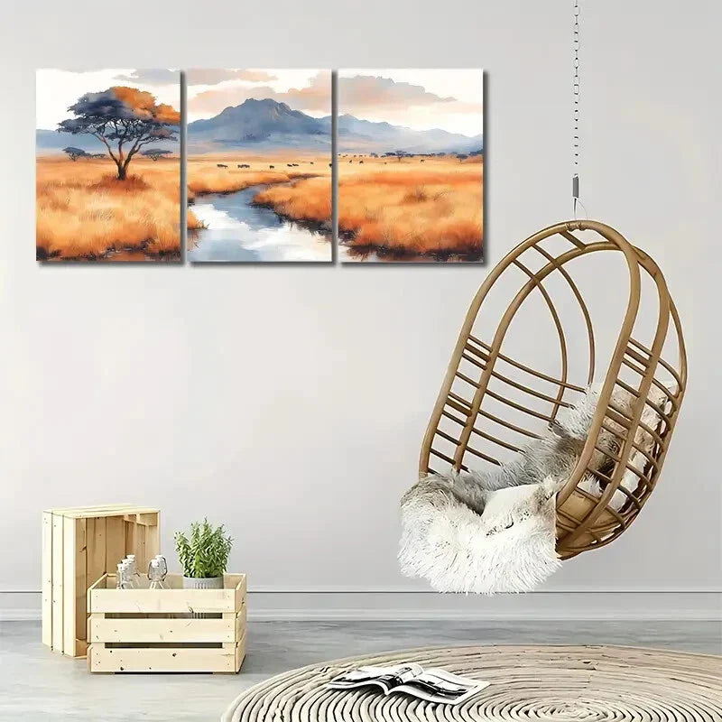 3pcs Serengeti National Park Landscape Triptych Metal Print Ready to Hang Art