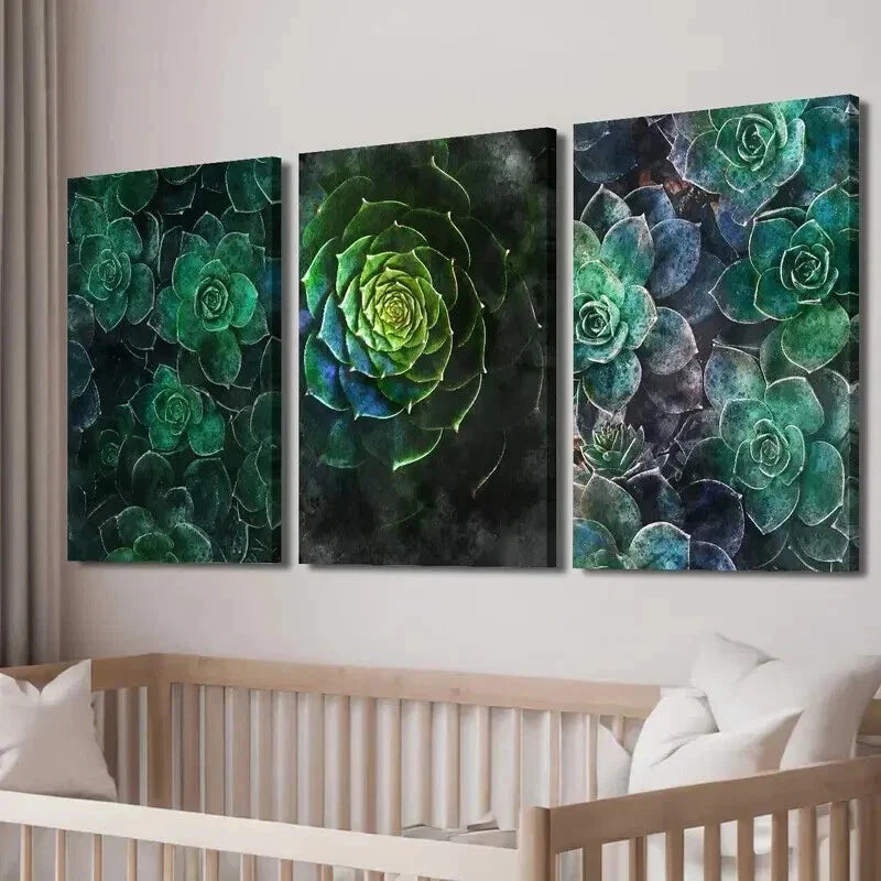 3pcs Green Nature Plant Murals Wall Art Set Canvas Framed 40x60cm - High Quality Print 100% Australian Made Wall Canvas Ready to Hang