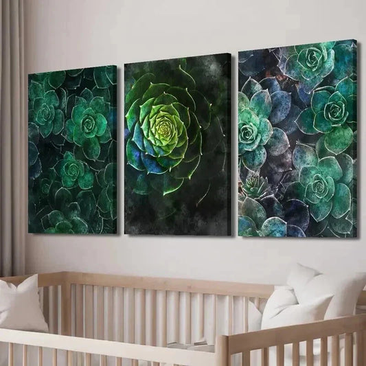 3pcs Green Nature Plant Murals Wall Art Set Canvas Framed 40x60cm - High Quality Print 100% Australian Made Wall Canvas Ready to Hang