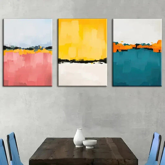 3pcs Blue Sky, White Clouds, Sunrise Seascape Metal Print Ready to Hang Art