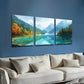 3pcs Featuring Green Lakes And Mountains  Wall Art Set Canvas Framed 40x60cm - High Quality Print 100% Australian Made Wall Canvas Ready to Hang
