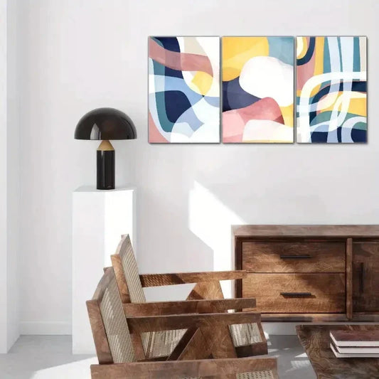 3pcs Colorful geometric pattern decorative Metal Print Ready to Hang Art