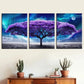 3pcs Purple Tree Of Life Under Starry Sky Metal Print Ready to Hang Art