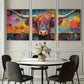3pcs Colorful Painted Cow Metal Print Ready to Hang Art
