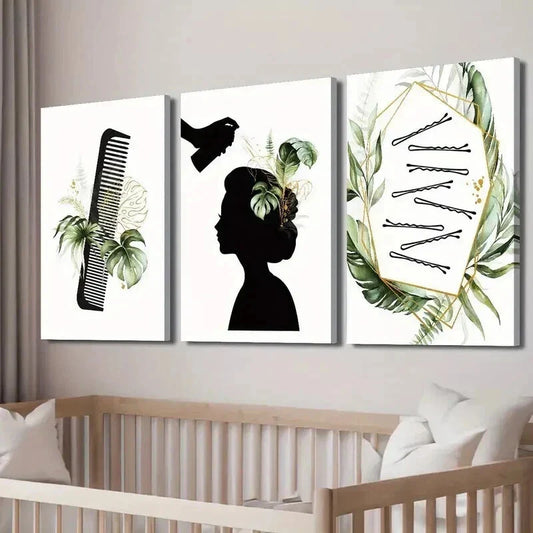 3pcs Hair Salon Beauty Parlor Decor Wall Art Set Canvas Framed 40x60cm - High Quality Print 100% Australian Made Wall Canvas Ready to Hang