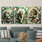 3pcs Tiger, Lion, Wolf in Abstract Woodland Metal Print Ready to Hang Art