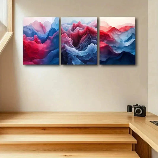 3pcs Modern Psychedelic Mountain Design Metal Print Ready to Hang Art