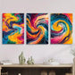 3pcs Abstract bright colors fluid art, Metal Print Ready to Hang Art
