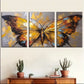 3pcs  Retro Golden butterfly abstract painting Wall Art Set Canvas Framed 40x60cm - High Quality Print 100% Australian Made Wall Canvas Ready to Hang