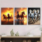 3pcs Galloping Horses Sunset and Beach Metal Print Ready to Hang Art