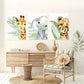 3pcs Jungle Giraffe Elephant Lion Painting Metal Print Ready to Hang Art
