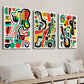 3pcs Geometric Decor with Colorful Shapes Wall Art Set Canvas Framed 40x60cm - High Quality Print 100% Australian Made Wall Canvas Ready to Hang