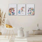 3pcs Colorful Hair & Floral Fantasy Art Metal Print Ready to Hang Art