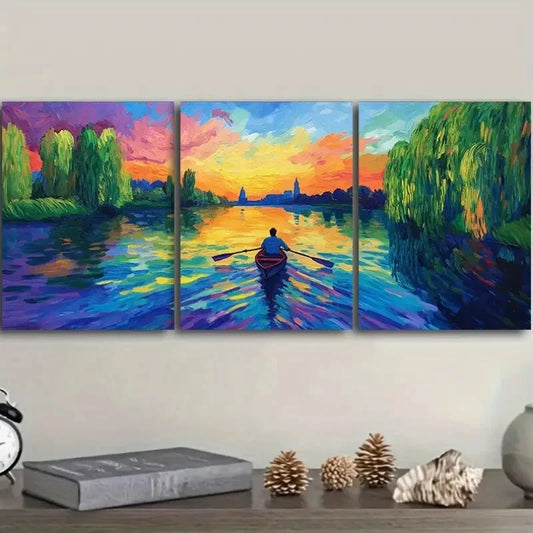 3pcs  Abandoned Lake, Classic Modern Metal Print Ready to Hang Art
