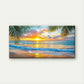 Palm Trees Waves Beach Wall Art Canvas Office Home Room Framed 120x60cm
