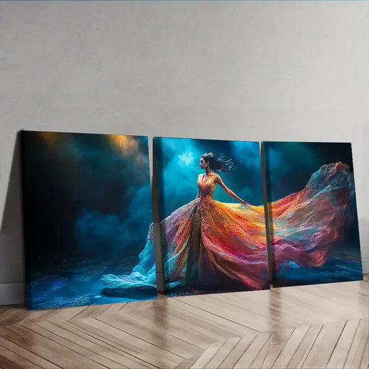 3pcs Girls dancing in the light   Wall Art Set Canvas Framed 40x60cm - High Quality Print 100% Australian Made Wall Canvas Ready to Hang