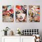 3pcs Abstract Fashion Portraits with Floral Metal Print Ready to Hang Art